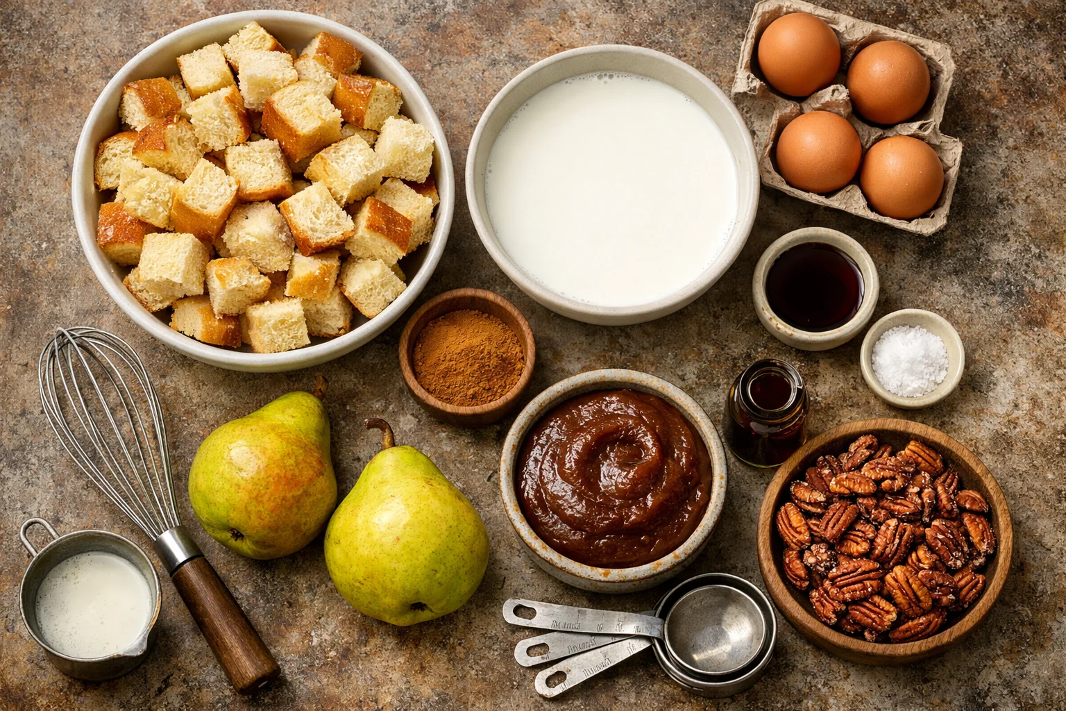 Delicious Apple Butter Pear Pecan Challah French Toast Bake