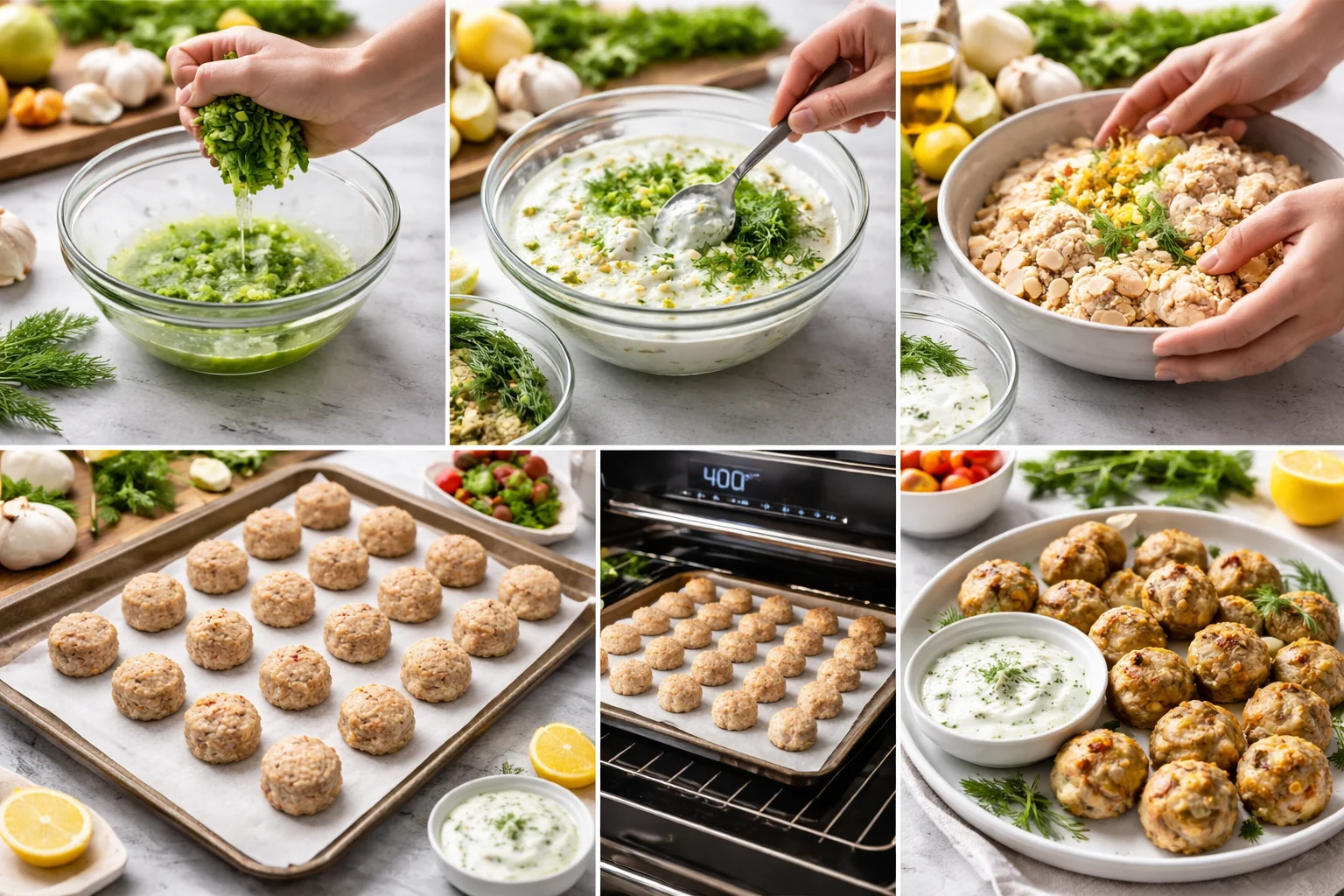 Delicious Greek Chicken Meatballs with Homemade Tzatziki Sauce