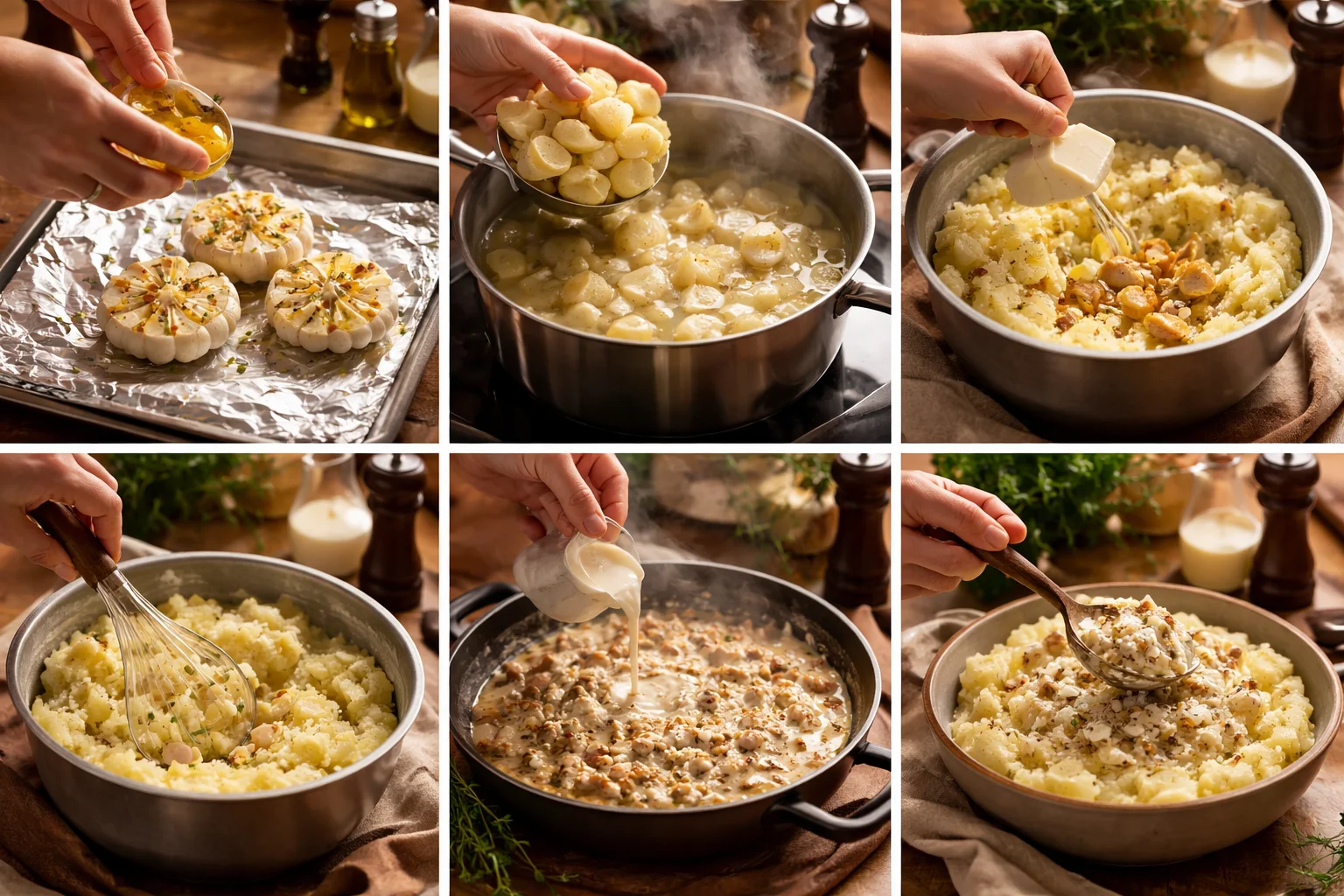roasted garlic mashed potatoes sausage gravy
